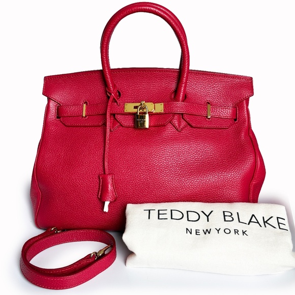 Teddy Blake by BUTI Caty Tote Bag Large Red Leather Handbag Purse Italy EUC HTF - Picture 1 of 14